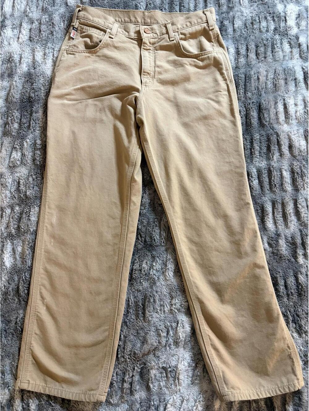 Carhartt FR Midweight Canvas Utility Pants 31x30 Loose Fit Khaki